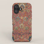Persian Medallion Rug IV // 16th Century Distressed Red Green Blue Flowery Colorful Ornate Pattern iPhone Case Gallery Image 1