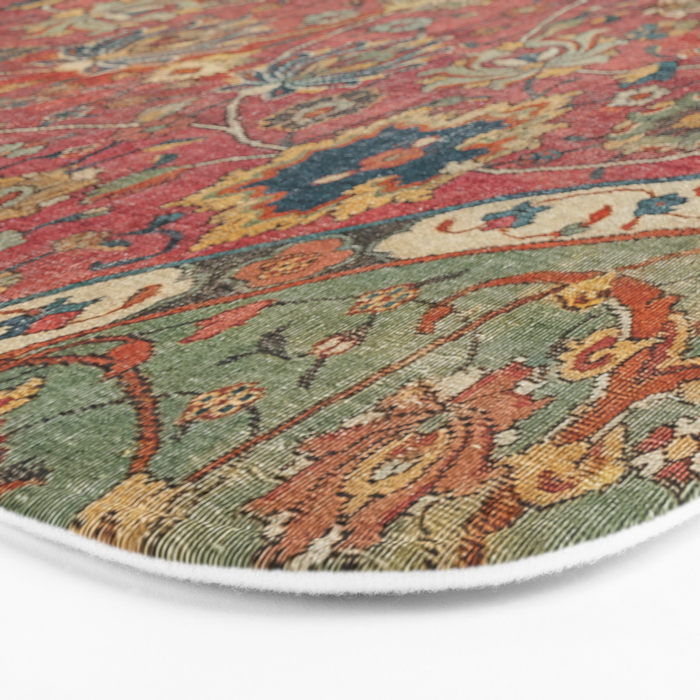 Persian Medallion Rug IV // 16th Century Distressed Red Green Blue Flowery Colorful Ornate Pattern Bath Mat Gallery Image 3