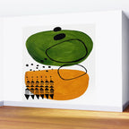 Modern Mid Century Fun Colorful Abstract Minimalist Painting Olive Green Yellow Ochre Buns Wall Mural Gallery Image 2