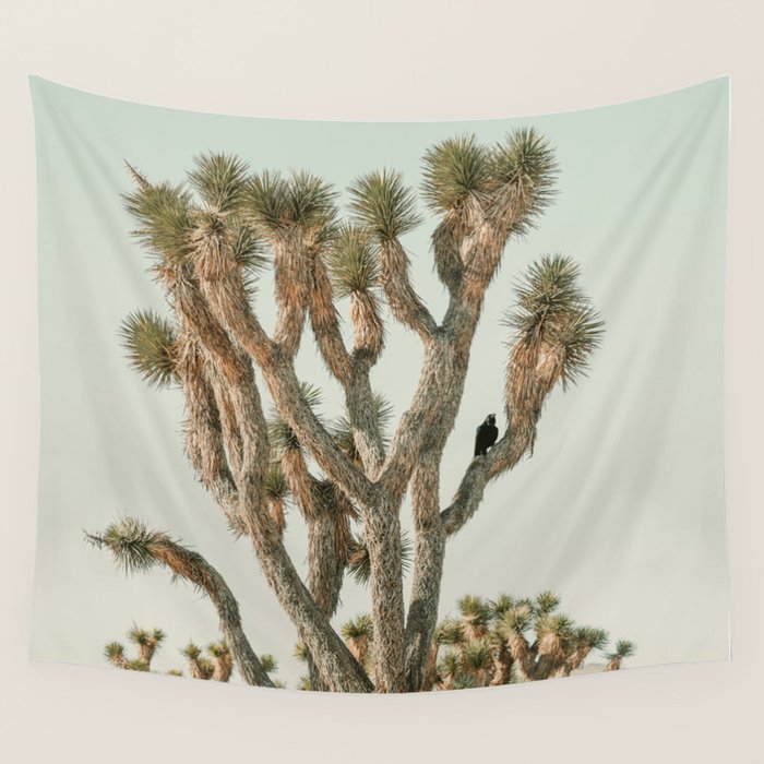 Joshua Tree With Crow - Modern Fine Art Photograph Wall Tapestry Gallery Image 1