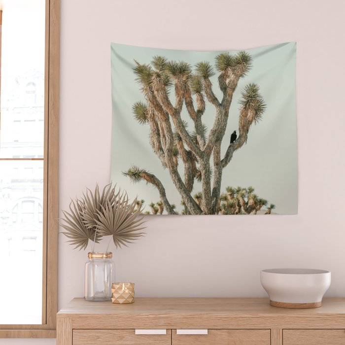 Joshua Tree With Crow - Modern Fine Art Photograph Wall Tapestry Gallery Image 2
