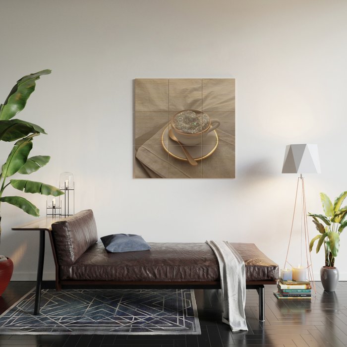 Cappuccino for anyone ? | coffee | breakfast | morning | mood | beige | tasty | happy Wood Wall Art Gallery Image 2