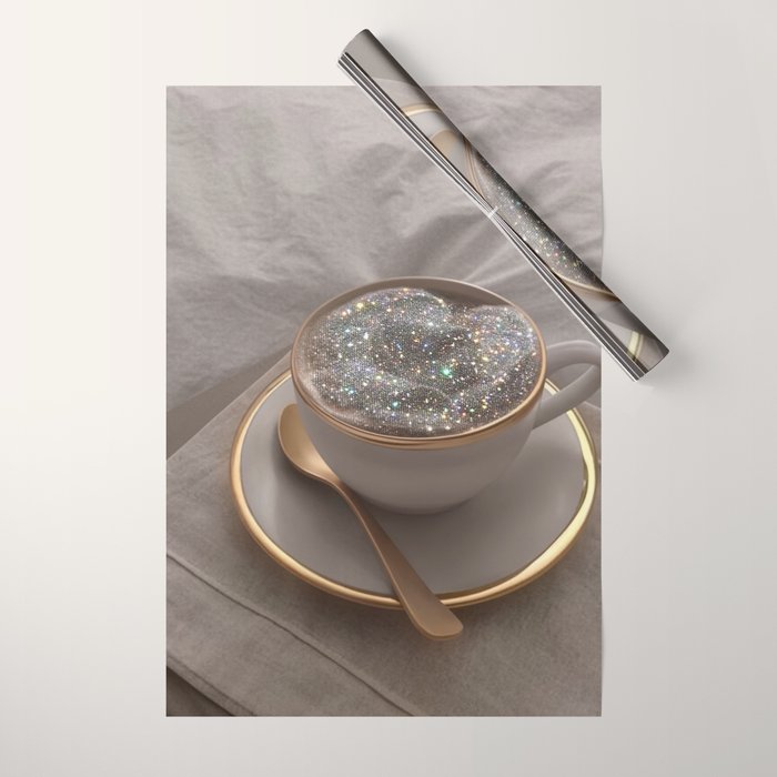 Cappuccino for anyone ? | coffee | breakfast | morning | mood | beige | tasty | happy Wrapping Paper Gallery Image 1
