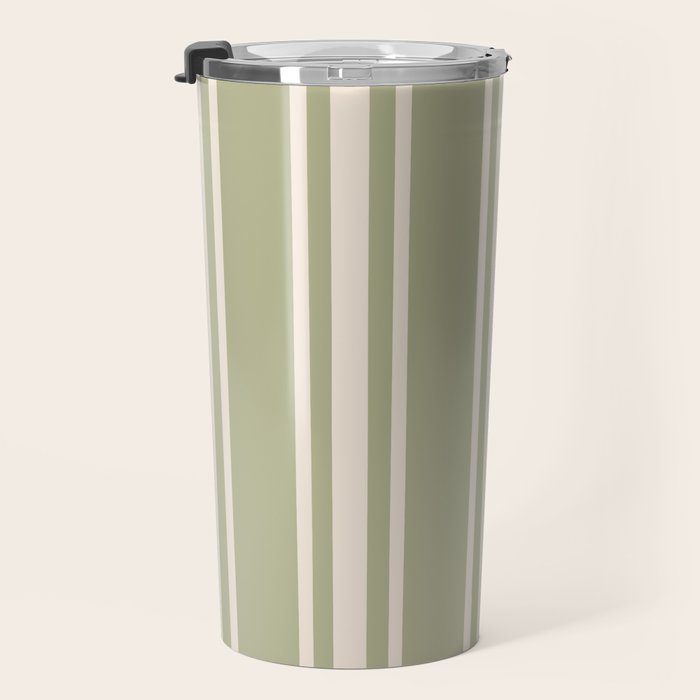 Mediterranean Ticking Stripe Sage Sand  Travel Mug Gallery Image 3