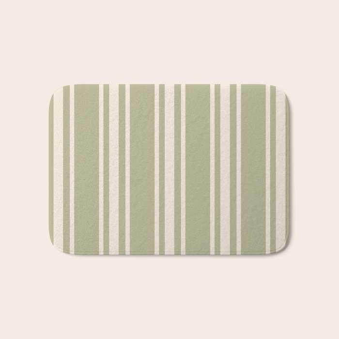 Mediterranean Ticking Stripe Sage Sand  Bath Mat Gallery Image 1