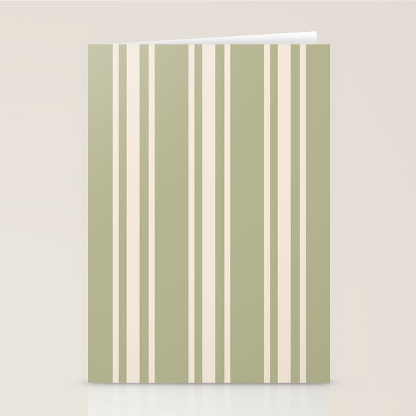 Mediterranean Ticking Stripe Sage Sand  Stationery Card Gallery Image 2