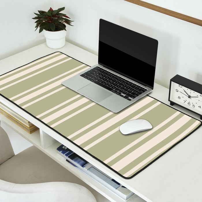 Mediterranean Ticking Stripe Sage Sand  Desk Mat Gallery Image 2