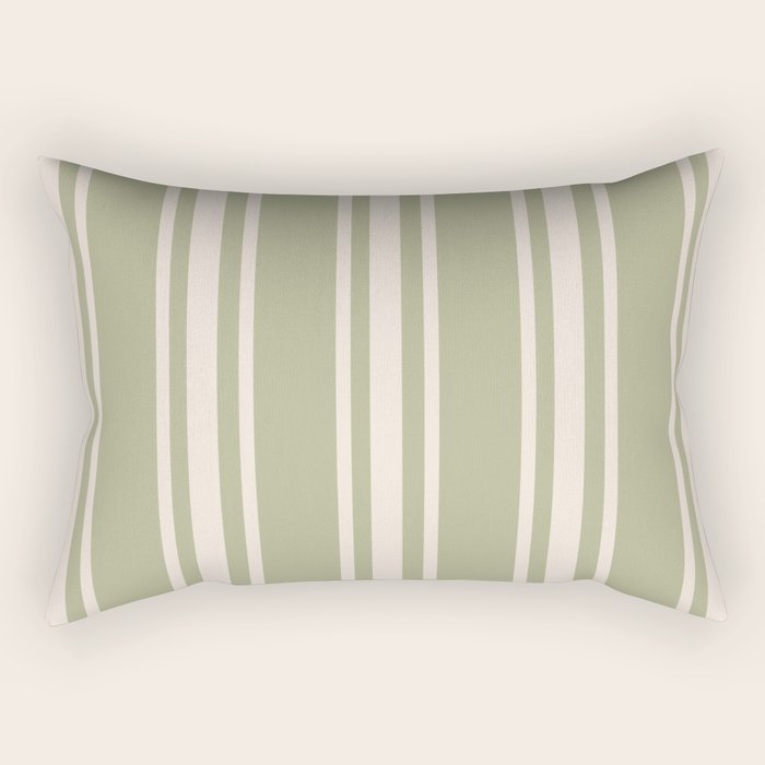 Mediterranean Ticking Stripe Sage Sand  Rectangular Pillow Gallery Image 1