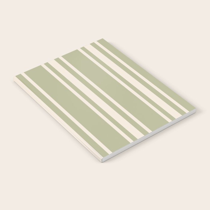 Mediterranean Ticking Stripe Sage Sand  Notebook Gallery Image 1