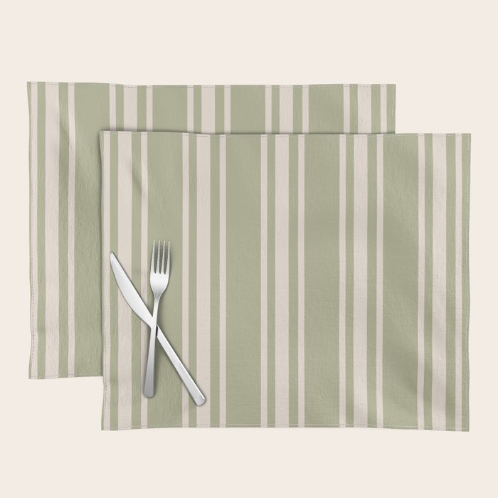 Mediterranean Ticking Stripe Sage Sand  Placemat Gallery Image 1