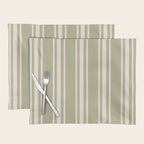 Mediterranean Ticking Stripe Sage Sand  Placemat Gallery Image 1