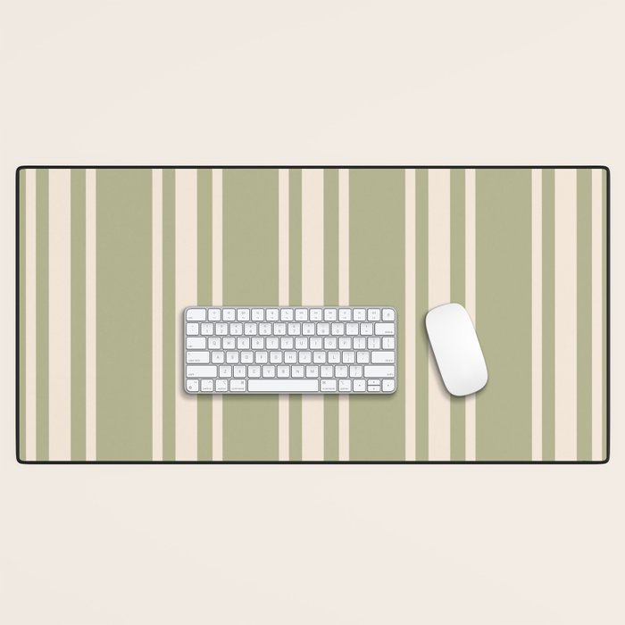 Mediterranean Ticking Stripe Sage Sand  Desk Mat Gallery Image 1