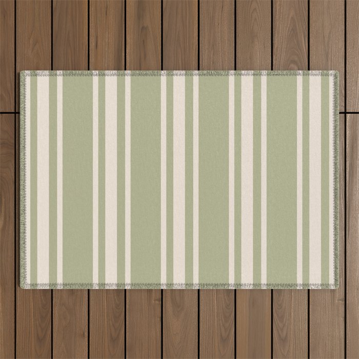 Mediterranean Ticking Stripe Sage Sand  Outdoor Rug Gallery Image 1