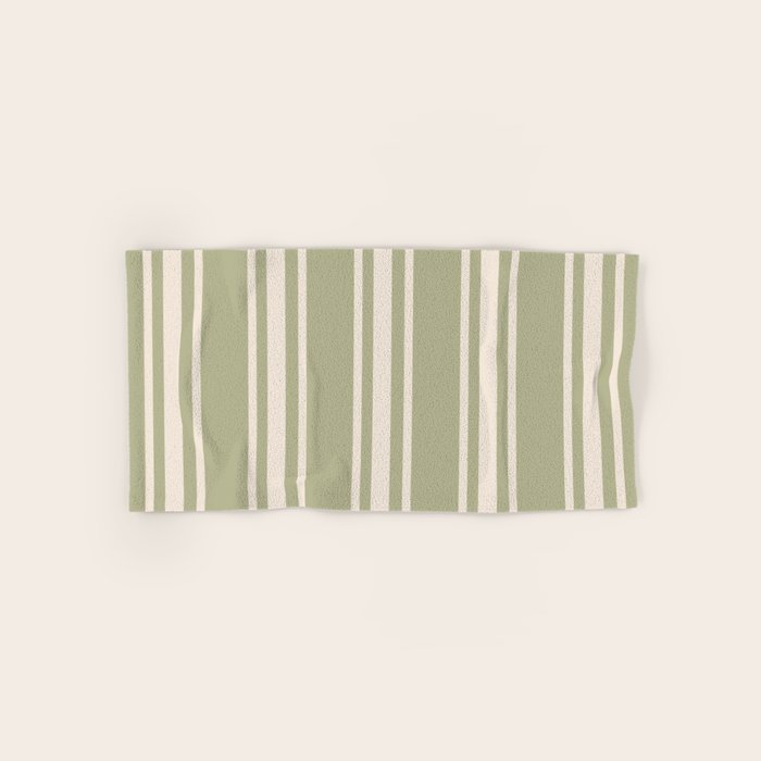 Mediterranean Ticking Stripe Sage Sand  Bath Towel Gallery Image 1
