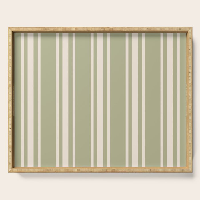 Mediterranean Ticking Stripe Sage Sand  Serving Tray Gallery Image 1