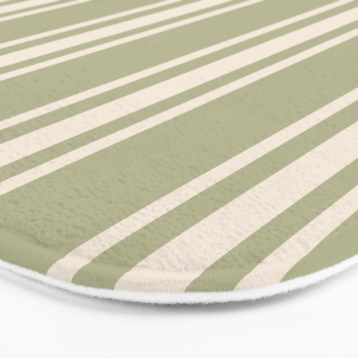 Mediterranean Ticking Stripe Sage Sand  Bath Mat Gallery Image 3