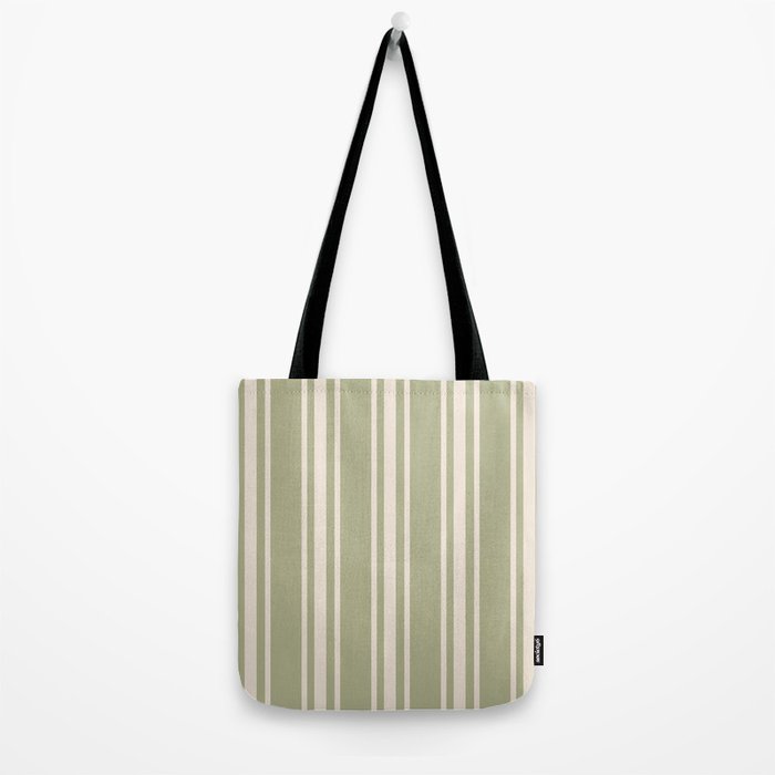 Mediterranean Ticking Stripe Sage Sand  Tote Bag Gallery Image 2