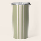 Mediterranean Ticking Stripe Sage Sand  Travel Mug Gallery Image 2