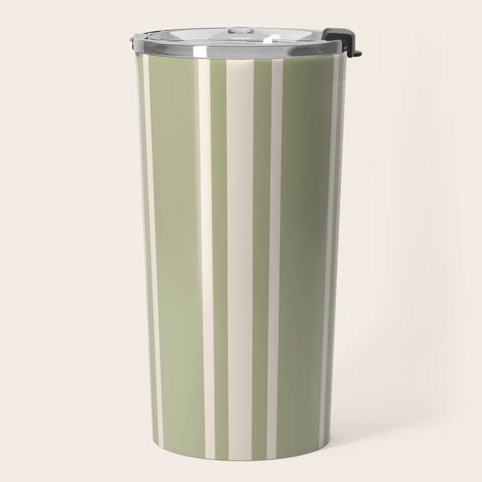 Mediterranean Ticking Stripe Sage Sand  Travel Mug Gallery Image 2
