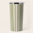 Mediterranean Ticking Stripe Sage Sand  Travel Mug Gallery Image 1