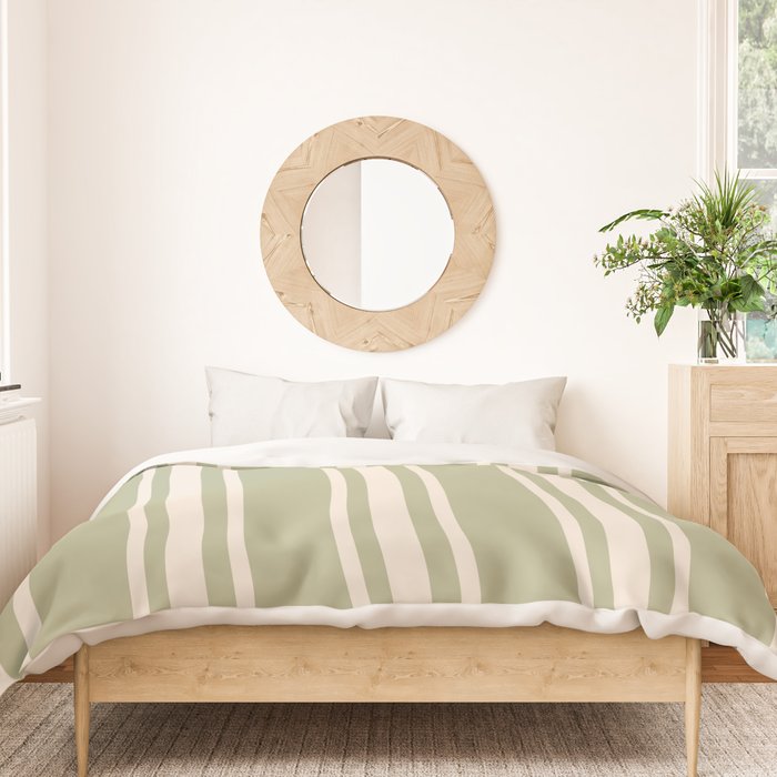 Mediterranean Ticking Stripe Sage Sand  Duvet Cover Gallery Image 3