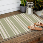 Mediterranean Ticking Stripe Sage Sand  Outdoor Rug Gallery Image 2