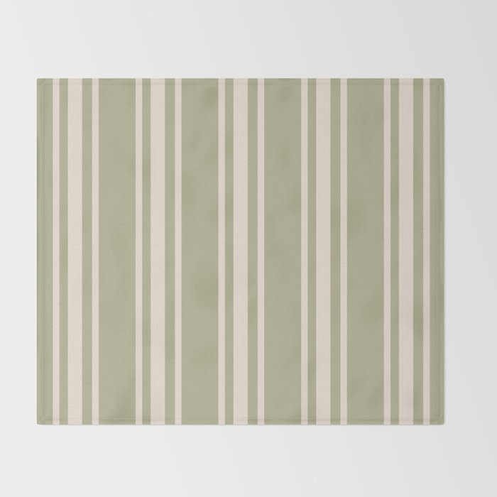 Mediterranean Ticking Stripe Sage Sand  Throw Blanket Gallery Image 2