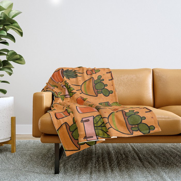 Modern Cactus Throw Blanket Gallery Image 1