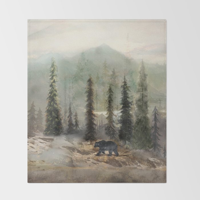 Mountain Black Bear Throw Blanket Gallery Image 2