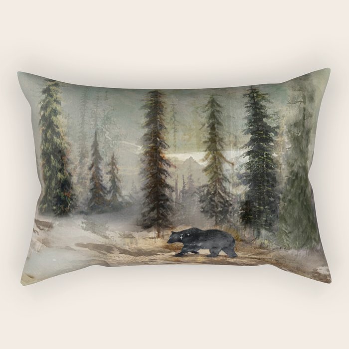 Mountain Black Bear Rectangular Pillow Gallery Image 1