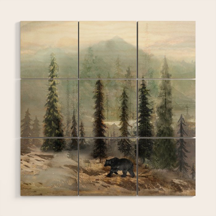 Mountain Black Bear Wood Wall Art Gallery Image 1