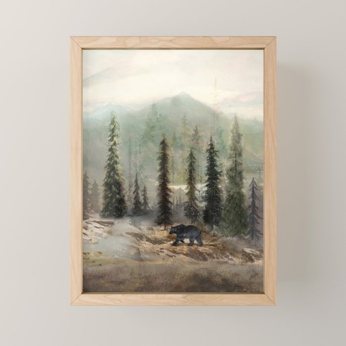 Mountain Black Bear Mini Art Print Gallery Image 1