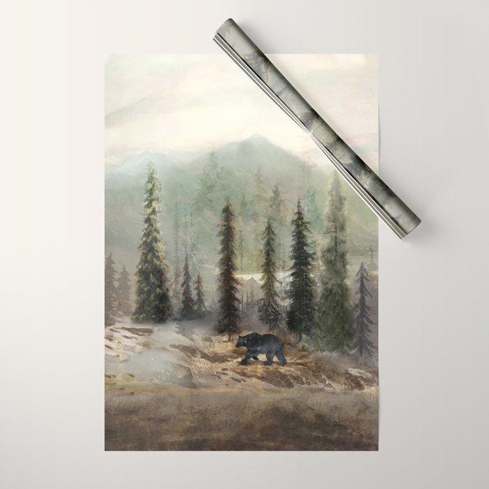 Mountain Black Bear Wrapping Paper Gallery Image 1