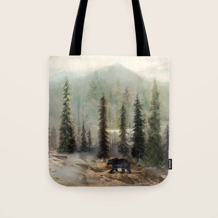 Mountain Black Bear Tote Bag Gallery Image 1