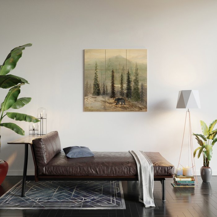 Mountain Black Bear Wood Wall Art Gallery Image 2