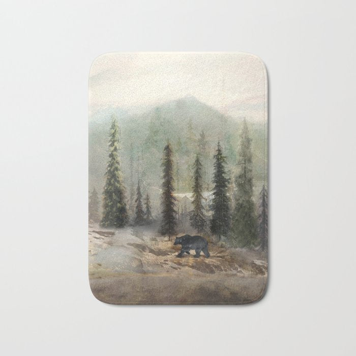 Mountain Black Bear Bath Mat Gallery Image 1