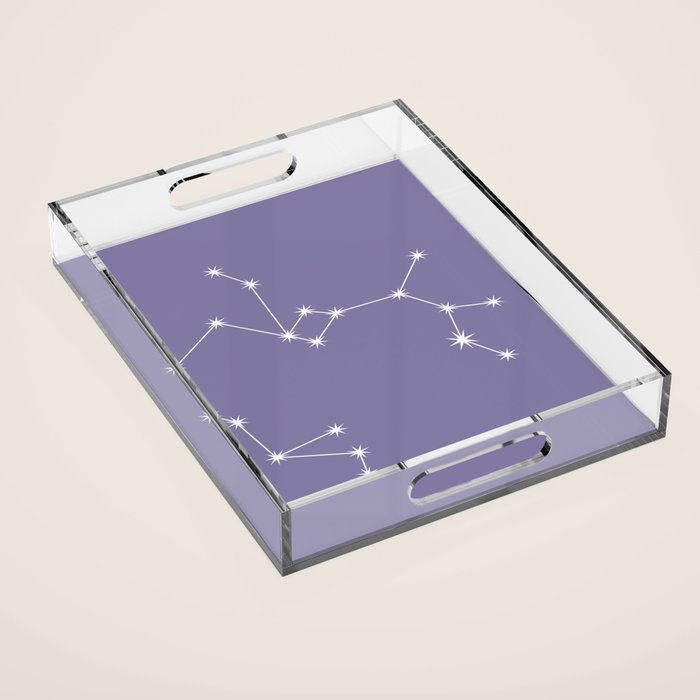 Sagittarius Zodiac Star Constellation Line Art Lavender Purple Acrylic Tray Gallery Image 1