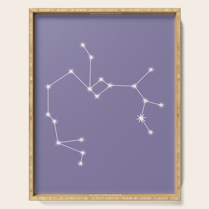 Sagittarius Zodiac Star Constellation Line Art Lavender Purple Serving Tray Gallery Image 1