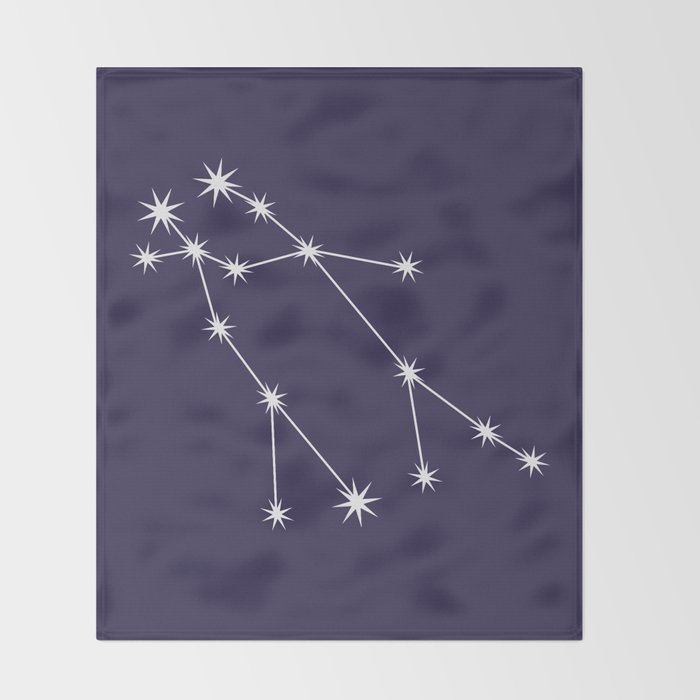 Gemini Zodiac Star Constellation Line Art Dark Purple Throw Blanket Gallery Image 2