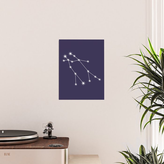 Gemini Zodiac Star Constellation Line Art Dark Purple Poster Gallery Image 2