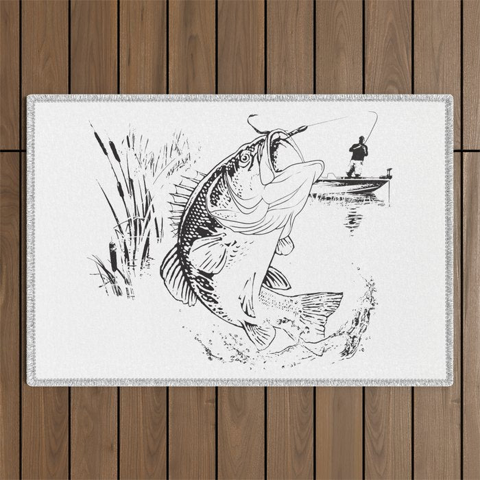 Bass Fishing Outdoor Rug Gallery Image 1