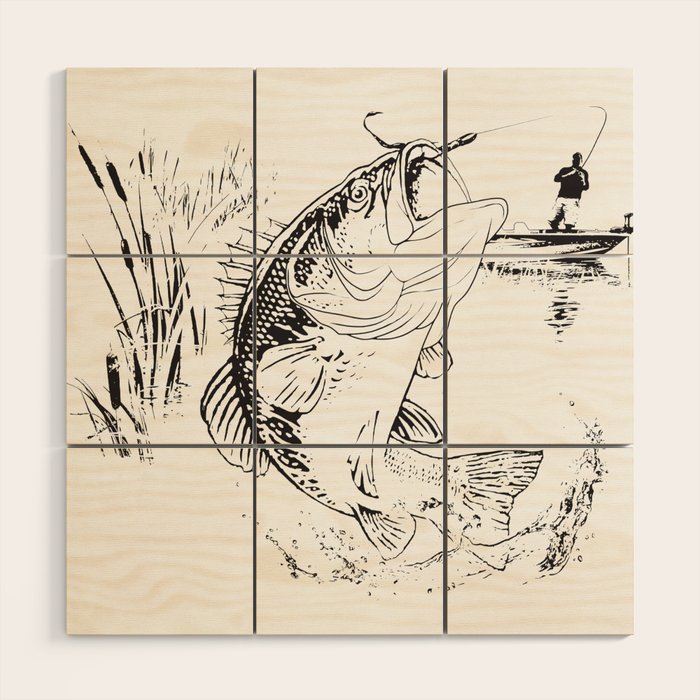 Bass Fishing Wood Wall Art Gallery Image 1