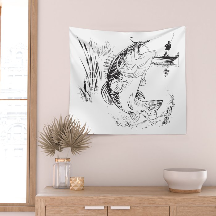 Bass Fishing Wall Tapestry Gallery Image 2