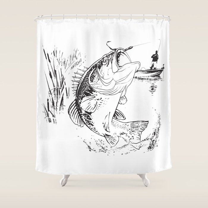 Bass Fishing Shower Curtain Gallery Image 1