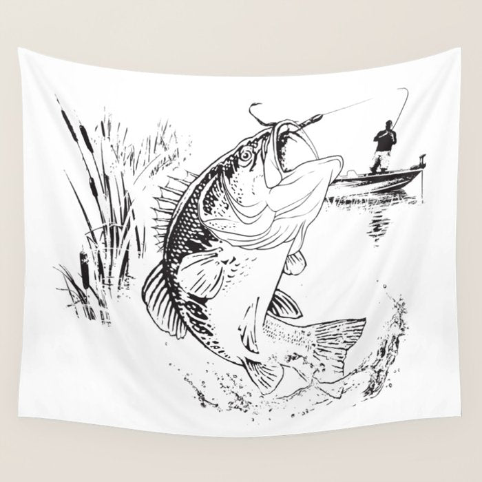 Bass Fishing Wall Tapestry Gallery Image 1