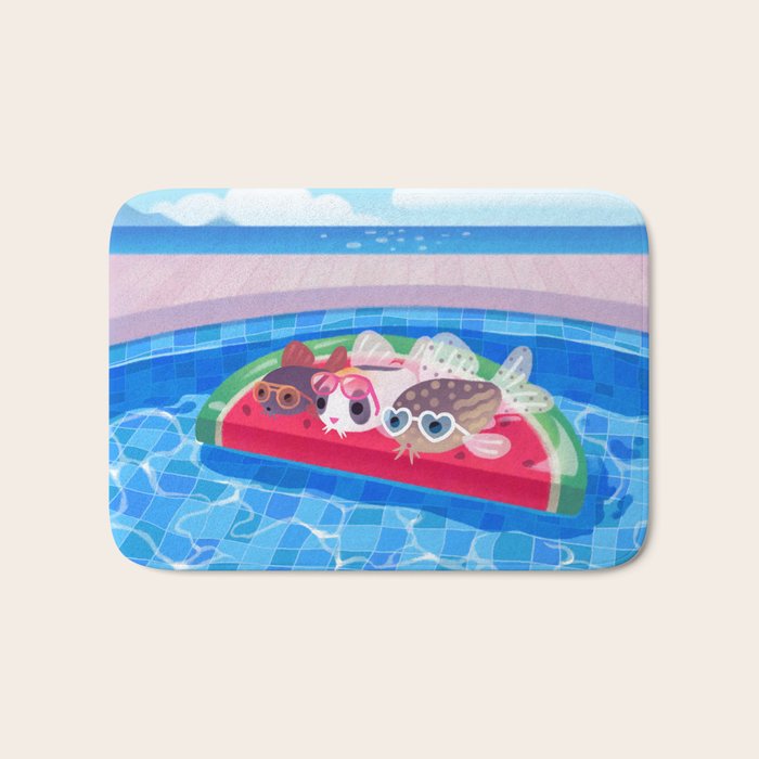 Cory cats in the swimming pool Bath Mat Gallery Image 1