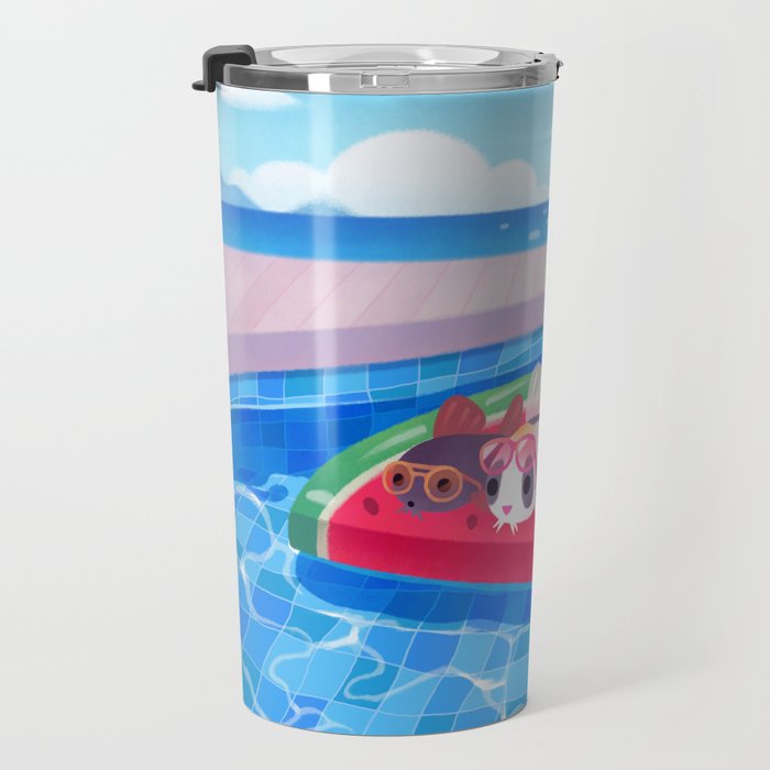 Cory cats in the swimming pool Travel Mug Gallery Image 3