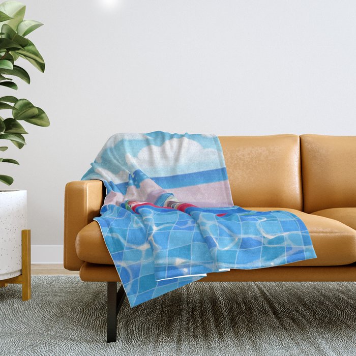Cory cats in the swimming pool Throw Blanket Gallery Image 1