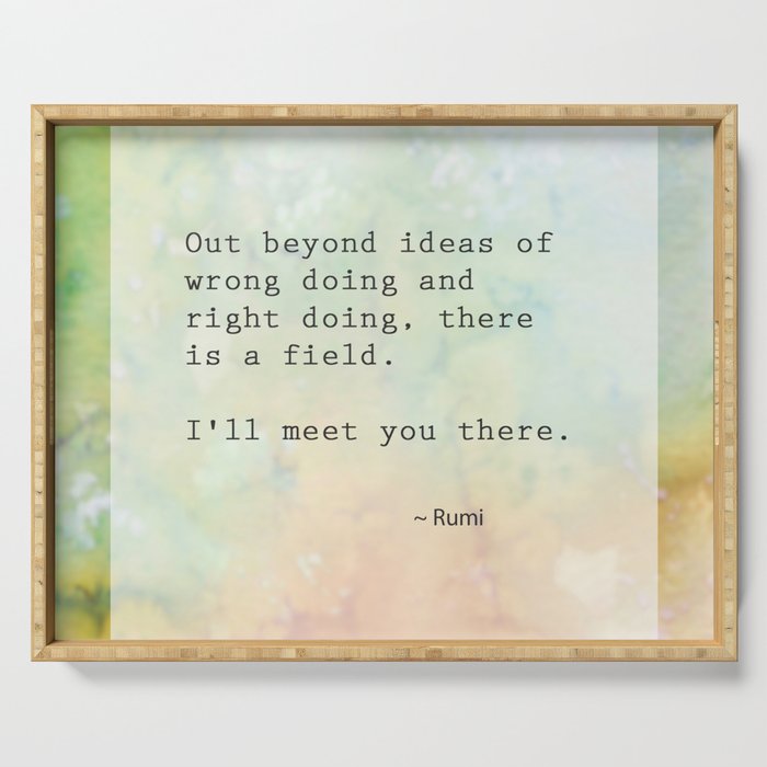 Meeting - rumi quote watercolor abstract art Serving Tray Gallery Image 1