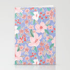 Marker Florals - Blue Coral Stationery Card Gallery Image 2
